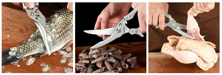 Tesoura de Cozinha Trinchante Multiuso em Aço Inoxidável