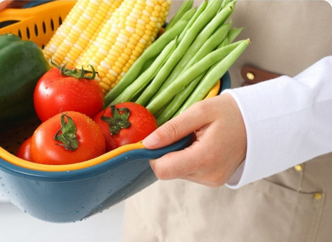 Cesta de Drenagem Dupla para Lavagem de Alimentos