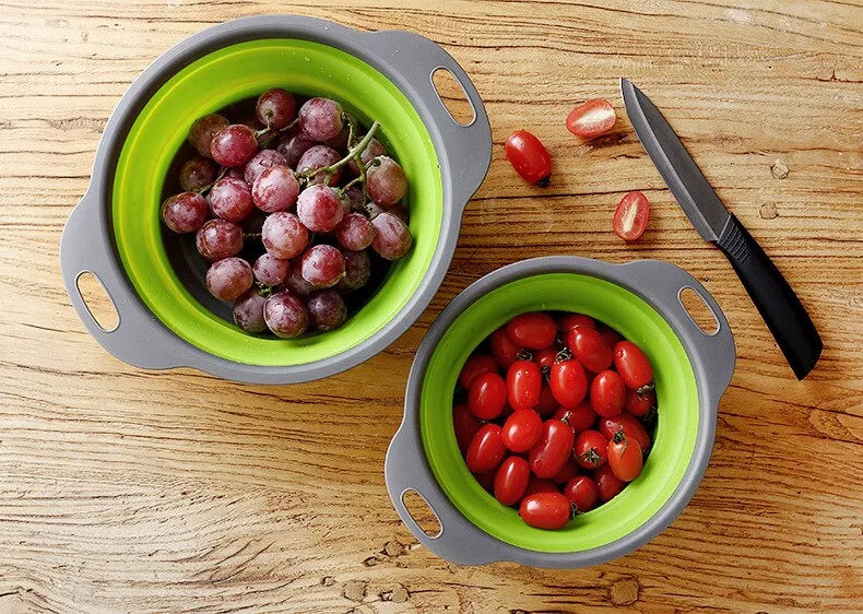 Bandeja de Silicone para Guardar e Lavar Frutas e Vegetais