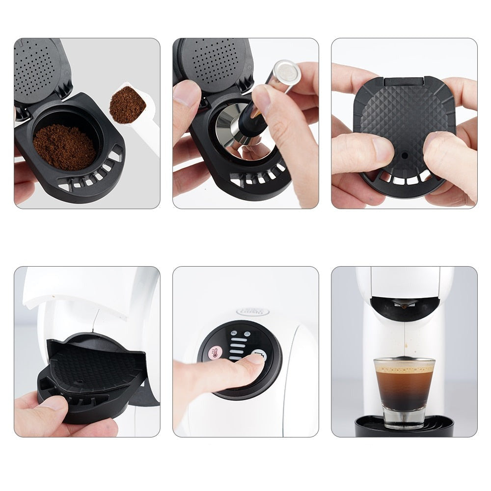 Adaptador de cápsula reutilizável para Dolce Gusto, Suporte para encher seu café em pó favorito compatível com Piccolo XS /Genio S