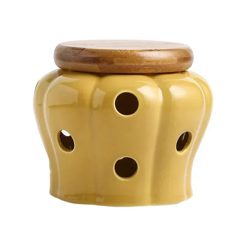 Pote de Alho Cerâmica Respirável