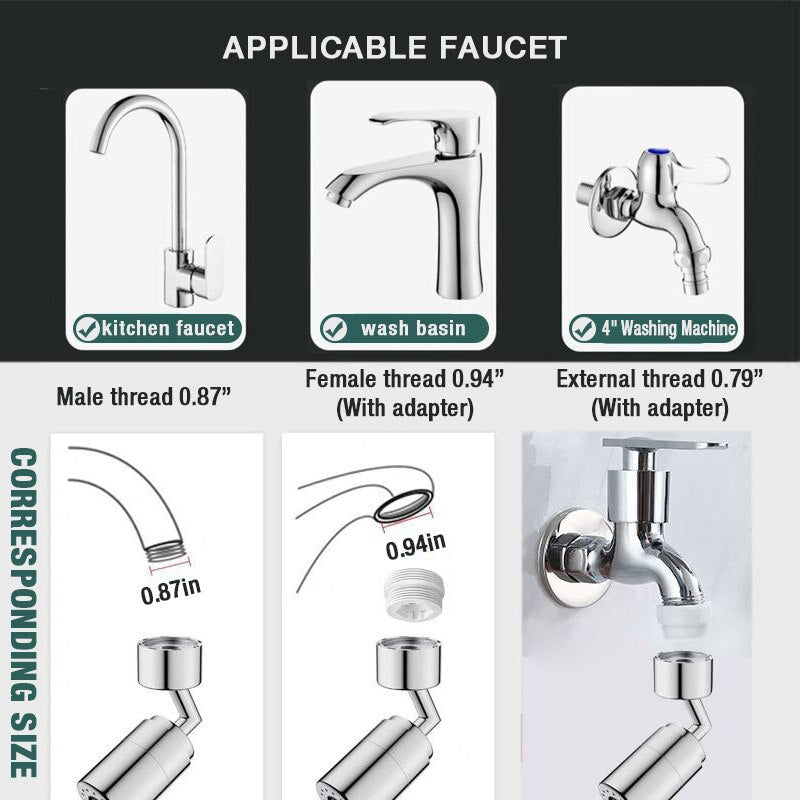 Extensor Universal Giratório em Inox Rotação de 1080°