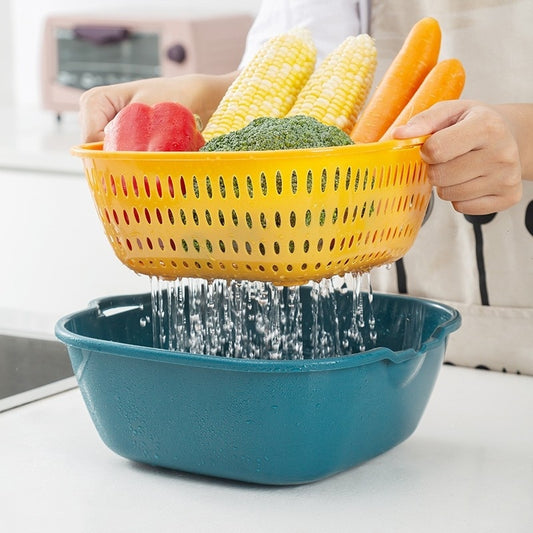 Cesta de Drenagem Dupla para Lavagem de Alimentos